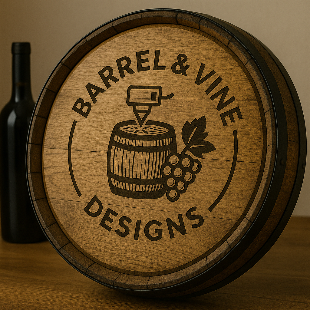 Wine Barrel Head Engraving - Custom decorative pieces with winery logos